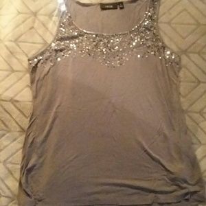 Gray sparkly sleeveless blouse